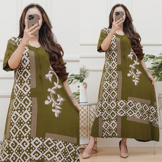 Daster Twill Rayon Premium Batik cap malaman | Dress bumil busui resleting depan LD 110