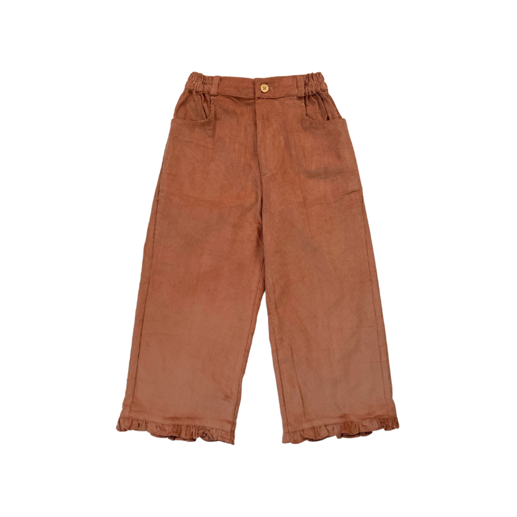 SOLERAM - CHMMY Ruffle Pants - Dark Peach / Girls Long Pants