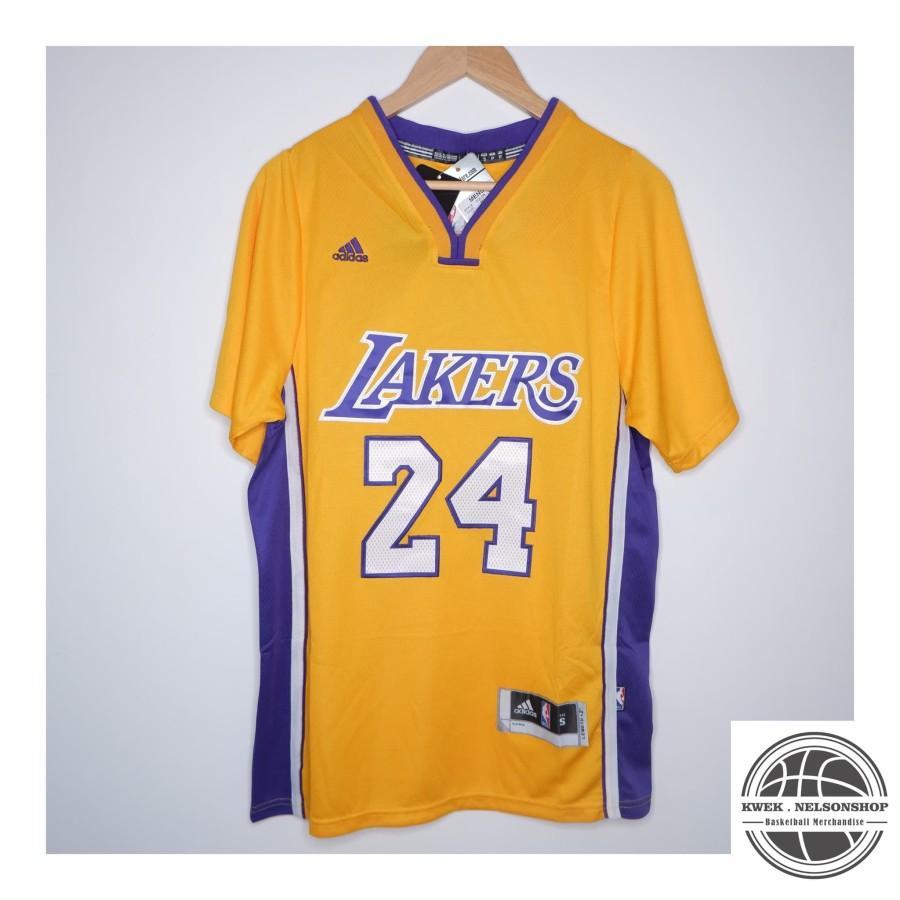 LAKERS 24 KOBE BRYANT สีเหลือง AD SLEEVE BASKETBALL JERSEY