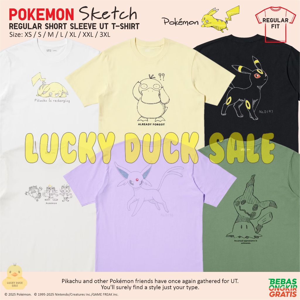 Pokemon Sketch Regular Anime UT Shirt UNIQLO UT Pokemon
