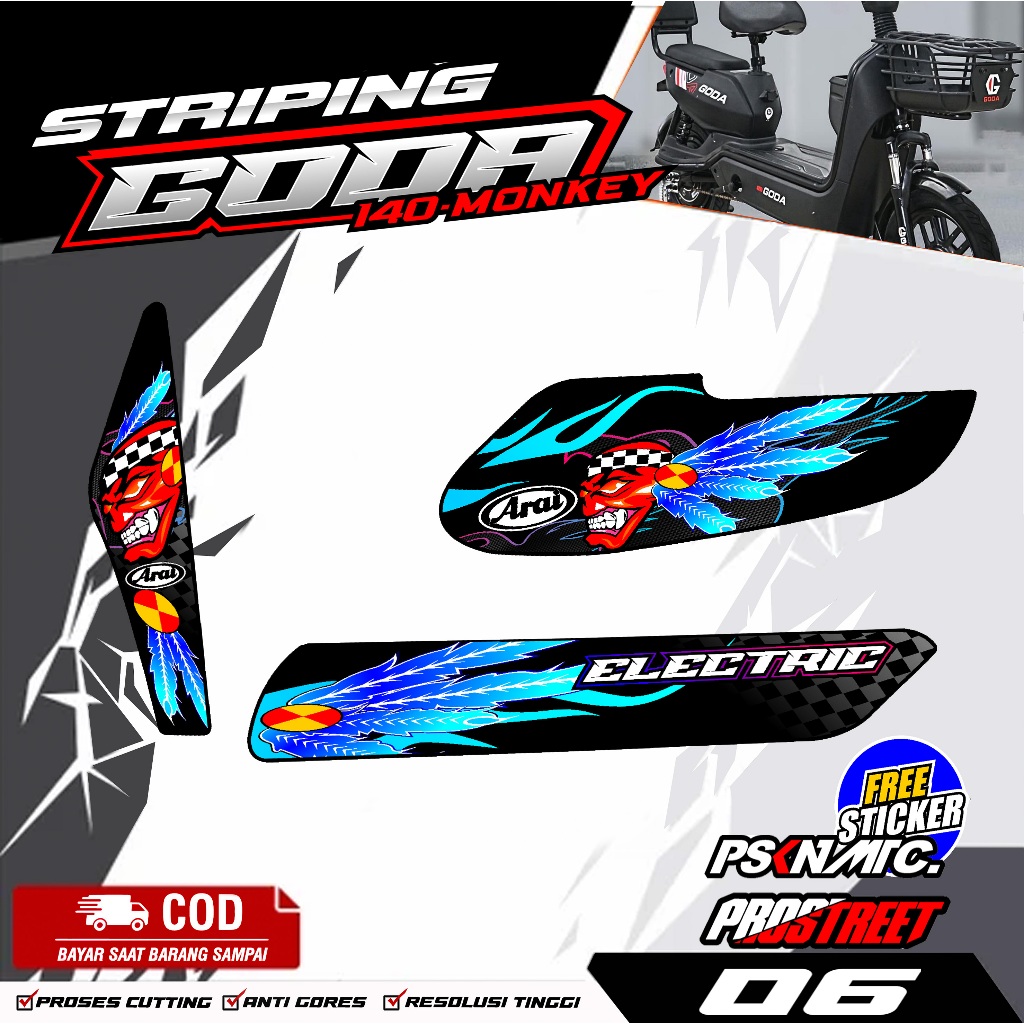 06 GODA ELECTRIC BIKE STRIPING STICKER - GODA ELECTRIC BIKE STRIPING STICKER VARIATION ARAI