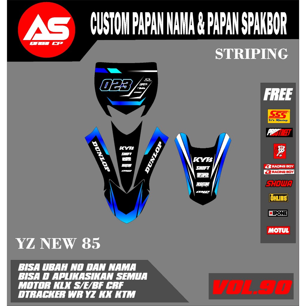 YZ ใหม่ 85 DECAL สติกเกอร์ START หมายเลขแผ่น + ด้านหน้ารถจักรยานยนต์ YZ 85 CRF KLX 150 KLX BF KLX GO