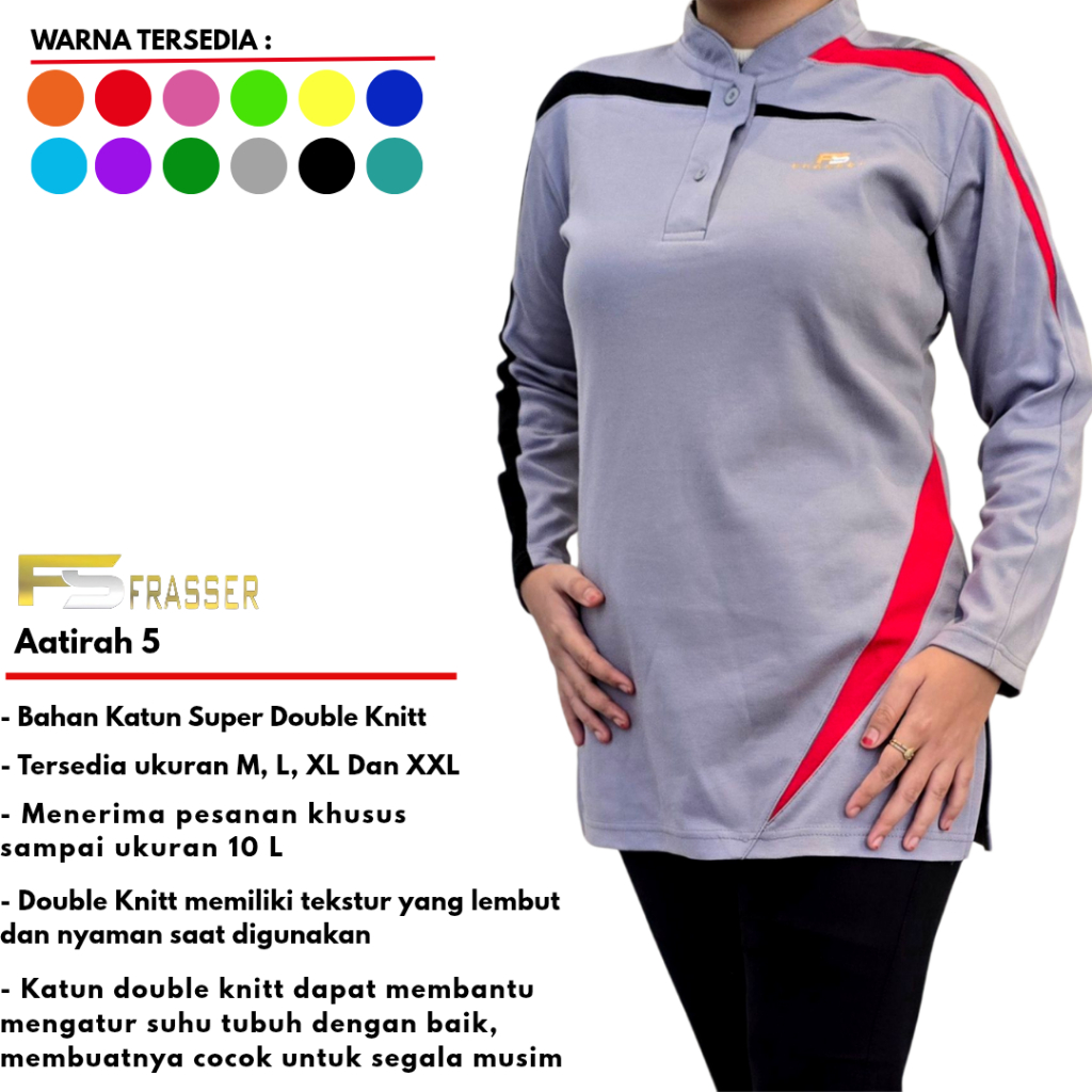 KATUN Frasser เสื้อยืดกีฬาของผู้หญิง Muslimah ผ้าฝ้ายยิมนาสติกชุดเดิน KS KTNW 06 SMS