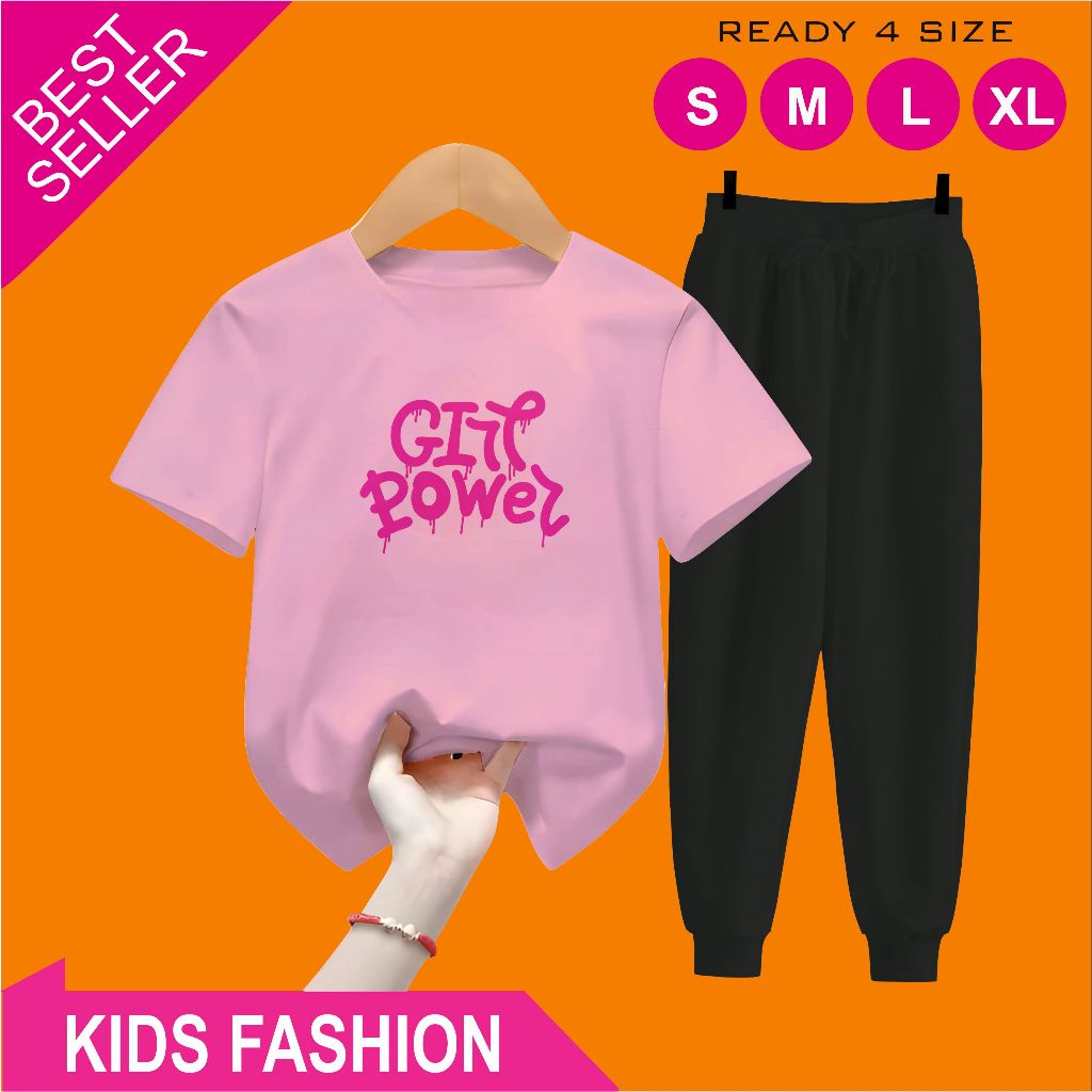 กางเกงจ็อกเกอร์เด็ก Set 5-15 Years Old Girl Power Motif