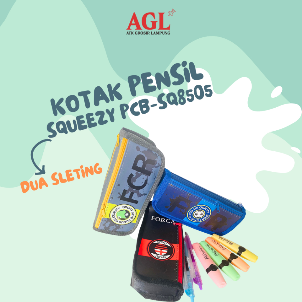 SQUEEZY - SQUEEZY PENCIL BOX DUAL ZIPPER PCB - SQ8505, SQ8506, SQ8507 - ขายส่ง