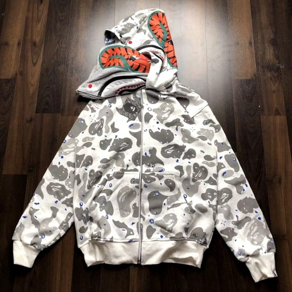 BAPE WHITE DOUBLE CAMO HYPE ZIPPER HOODIE