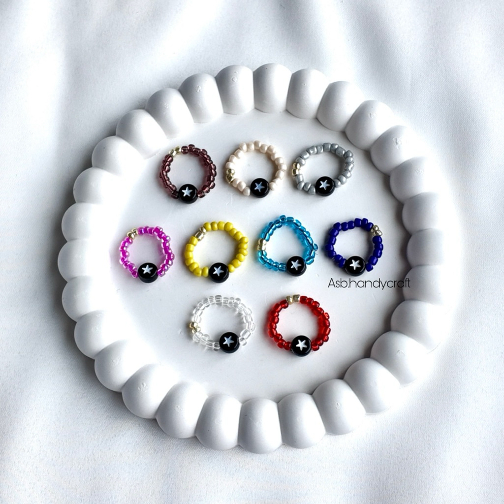 [CMM076] 1 ชิ้น - แหวนลูกปัดสีซีรีส์พรีเมี่ยม