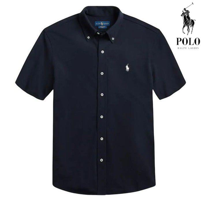 KEMEJA Ralph Lauren เสื้อโปโลระดับพรีเมียมแขนสั้นผู้ชายทรงสลิมฟิตพร้อมปักโลโก้ม้า