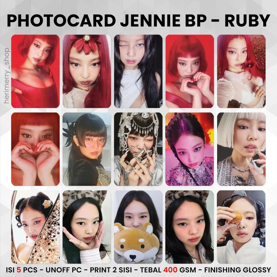 (2-3 ชิ้น) Photocard JENNIE RUBY - การ์ดพีซีพรีเมี่ยม 2 ด้าน Kpop Merch Unofficial