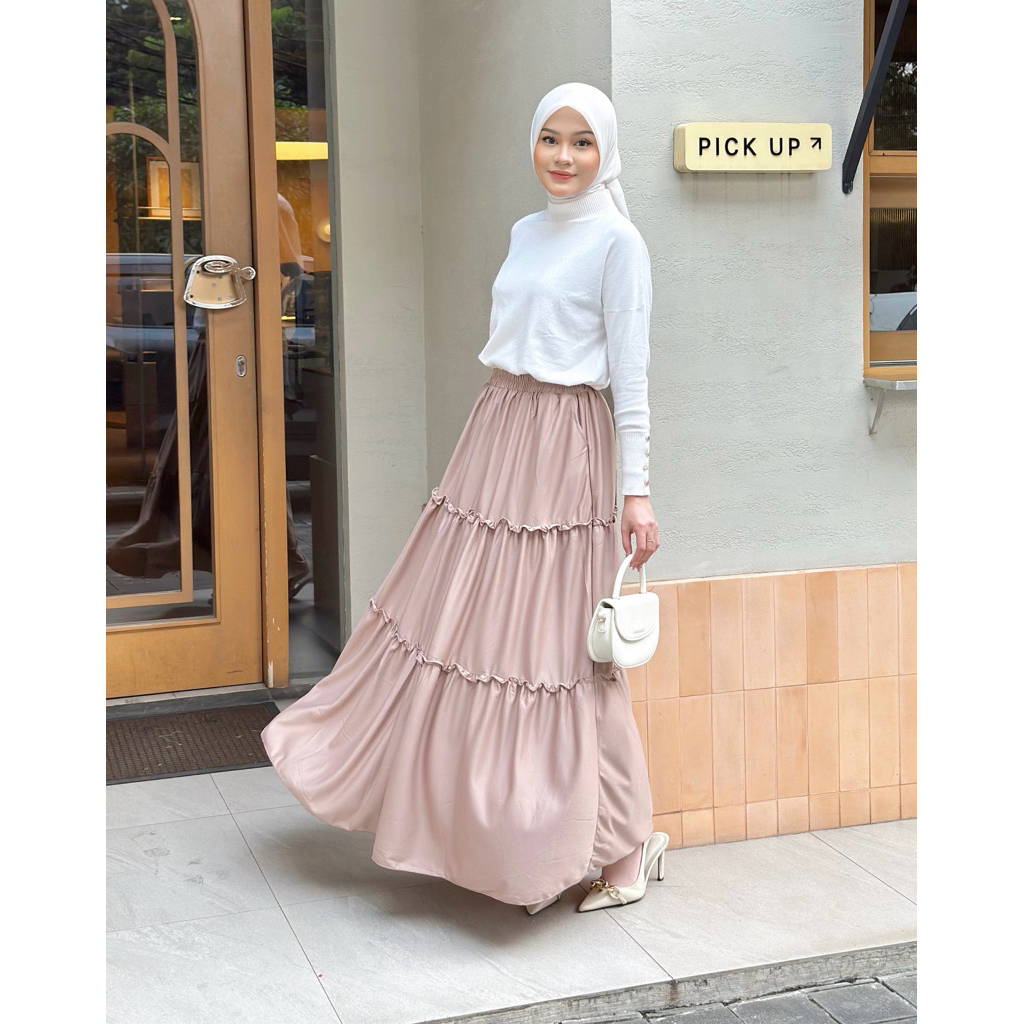 PREMIUM MAYUNG LAYER SKIRT / BASIC SKIRT / BELLE SKIRT LONG SKIRT สําหรับทํางาน, เจ้าหน้าที่, COLLEG