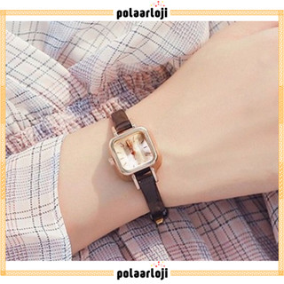 PA Jam Tangan Quartz Strap PU Analog Casual Gaya Retro Wanita Persegi Watch Korean Fashion Persegi Kecil RM033