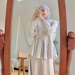 KIYOMI Blouse  Motif Floral Lengan Panjang Korean Look