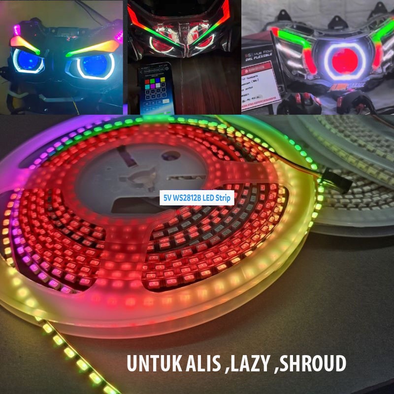 โคมไฟ LED คิ้วขี้เกียจ Ws 2812b 144 Led/m Pcb 4mm 5volt มุมมองด้านข้าง Rjb Matrix Universal