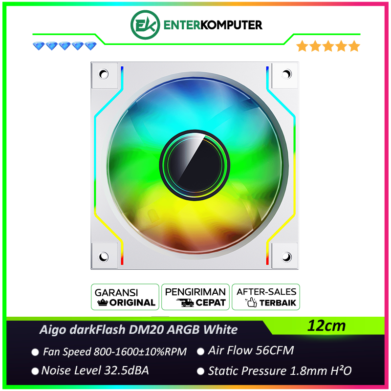 Aigo darkFlash DM20 ARGB พัดลม PWM สีขาว 12 ซม