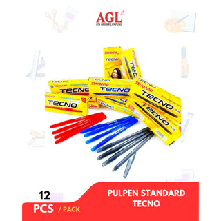 STANDARD - (12pcs) PULPEN STANDARD TECNO & AE-7 HITAM, BIRU DAN MERAH - Grosir