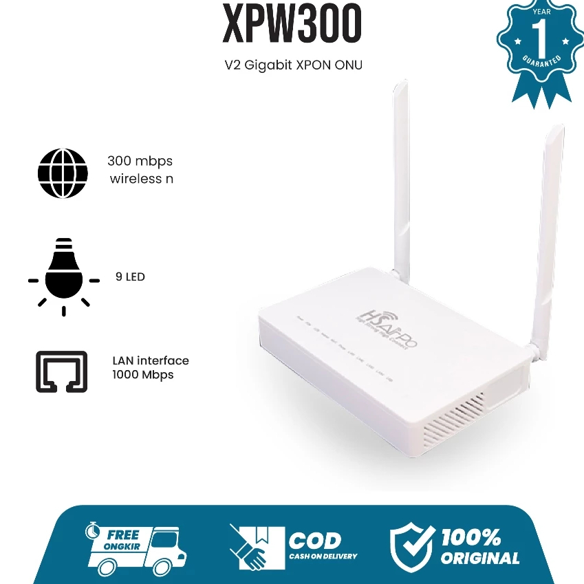 HSAirPo Xpon Onu Ont XPW300 ไร้สาย 300Mbps 1Ge+Wifi 2.4