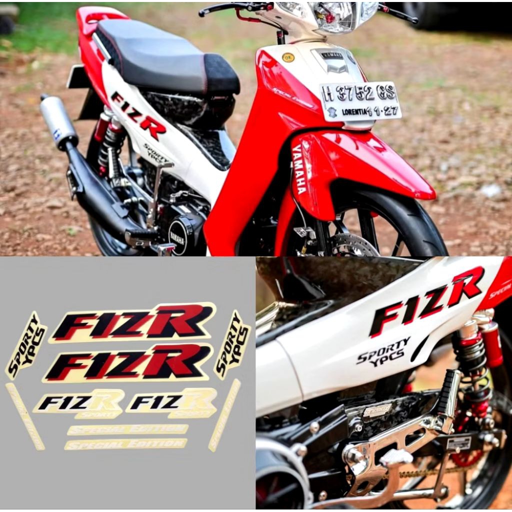 MERAH F1Z R MARLBORO STRIPING/สติ๊กเกอร์LIS LES POLISHED STICKER F1ZR FIZ R MALBORO สีขาวสีแดง
