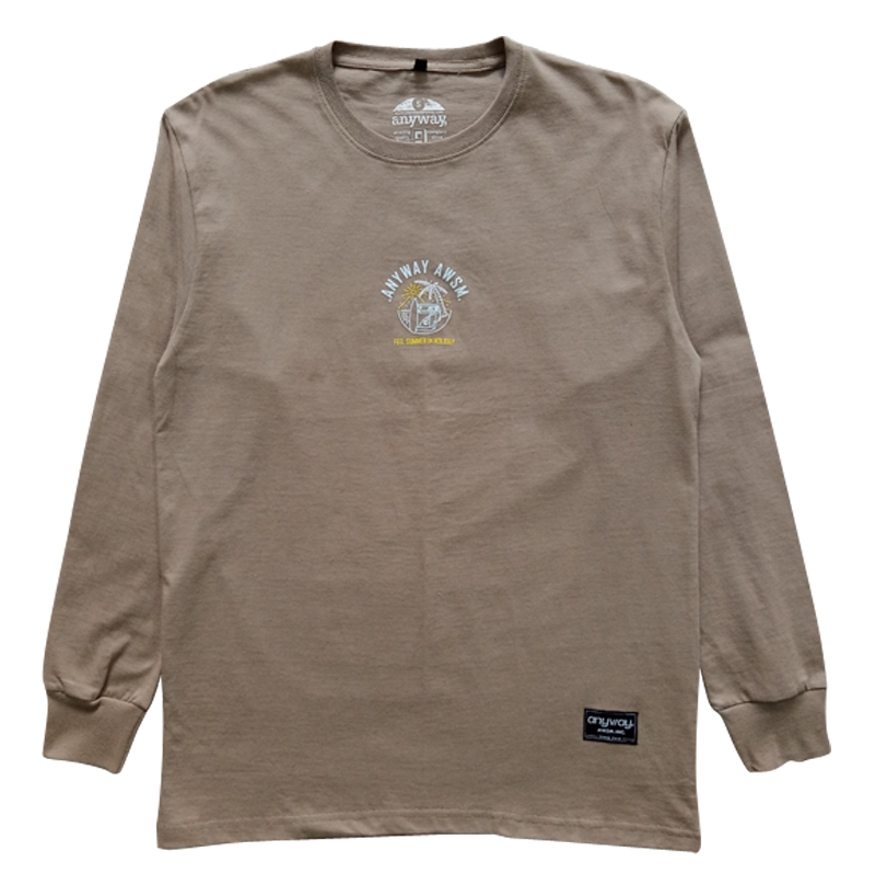 Anyway เสื้อยืดแขนยาว "ANYWAY AWSM" สีน้ําตาลอ่อน 678