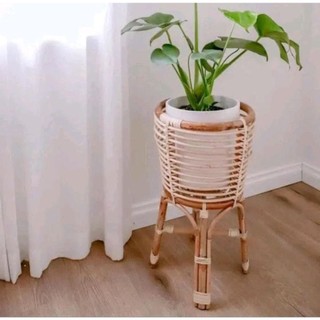 Standing potdekorasi taman ruang rumah rotan alami