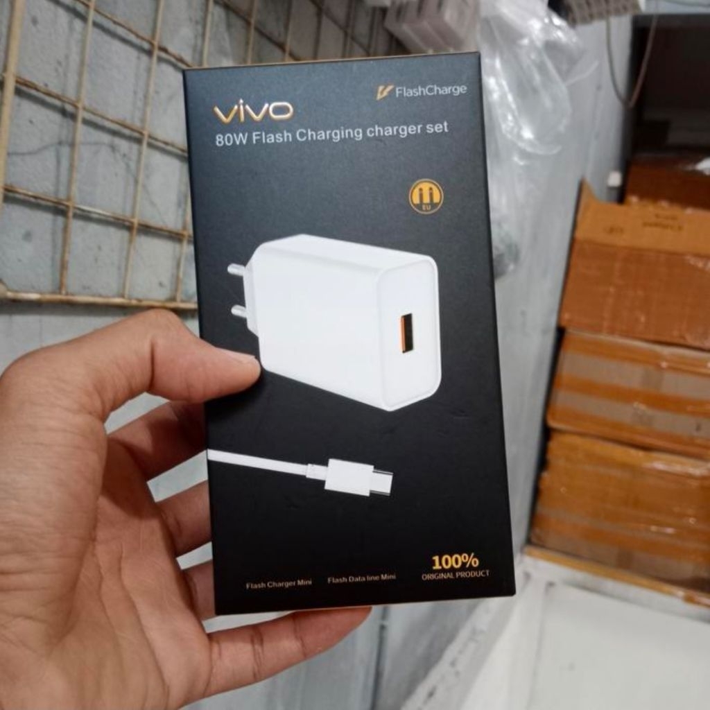 CHARGER 80W VIVO V30E V29E ORIGINAL FLASH CHARGE BATOK CASAN ADAPTER CHARGER 80 WATT USB TYPE C FAST