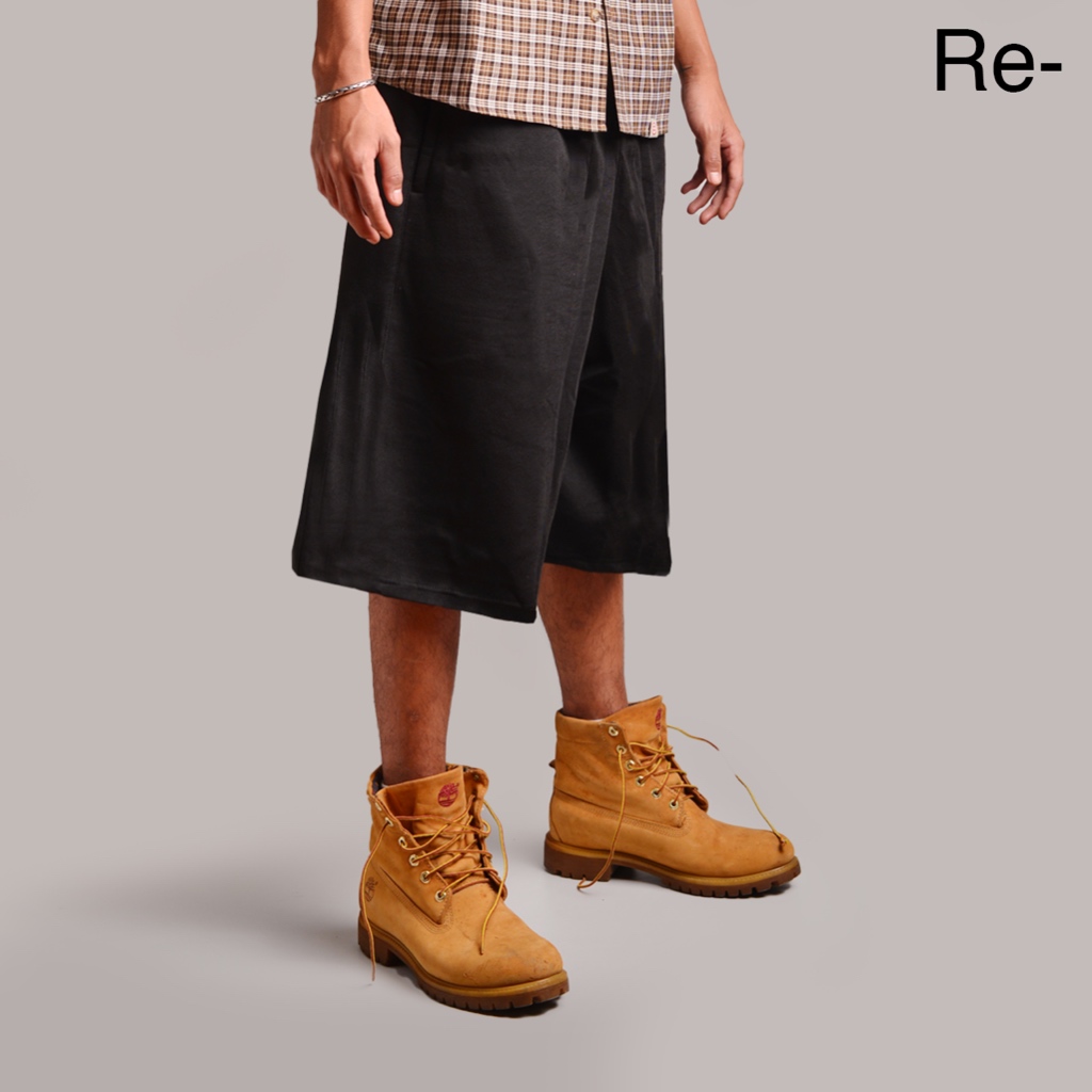 Re- Baggy Jorts Sweatpants สีดํา