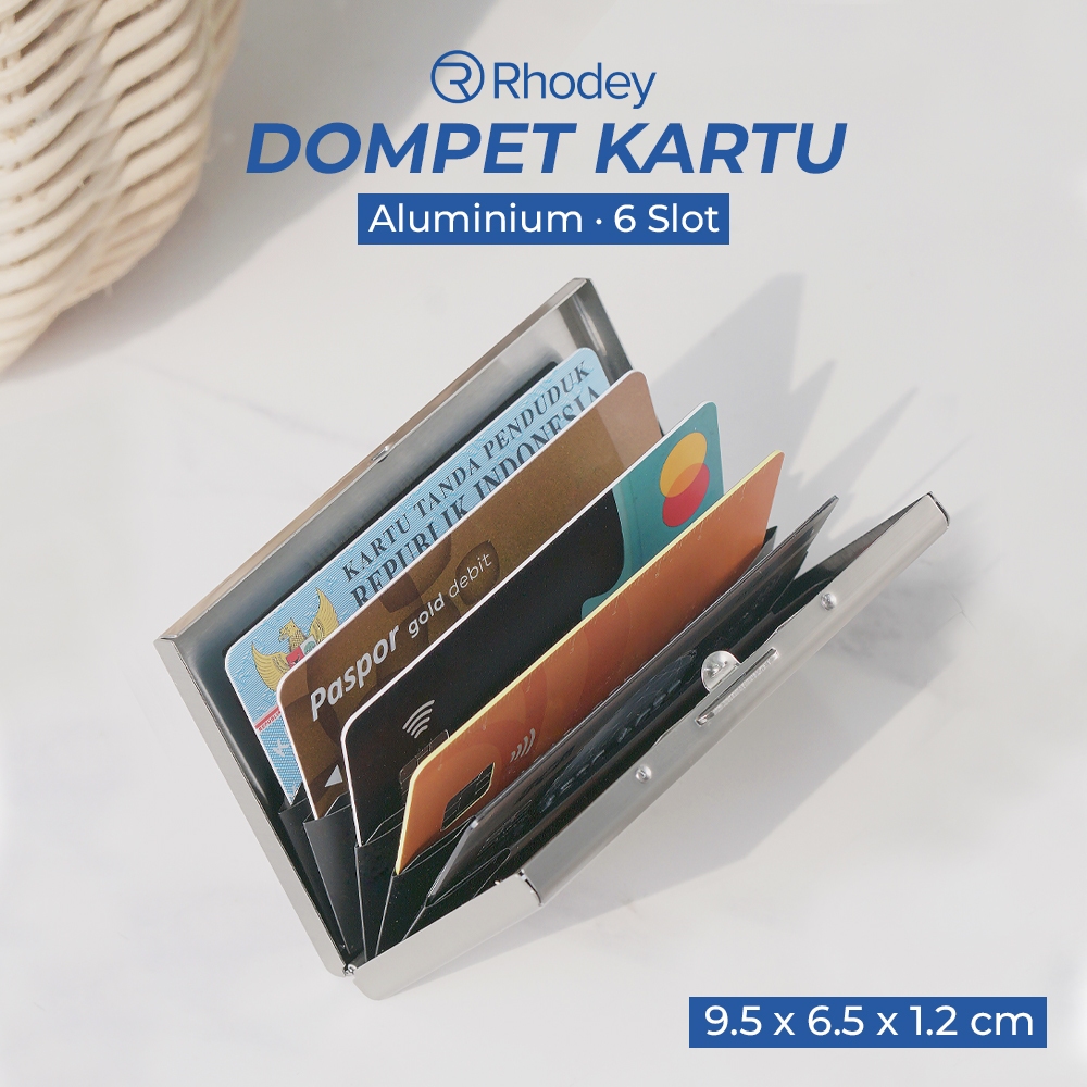 Rhodey Slim Aluminium 6-Slot Card Wallet - FMB-78 - สีเงิน