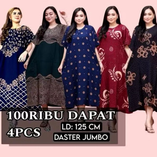 Paket Hemat 100 Ribu Dapat 4 Pcs Daster Rayon Jumbo berbagai motif kekinian Lengan Pendek Busui Bumil Kancing Depan