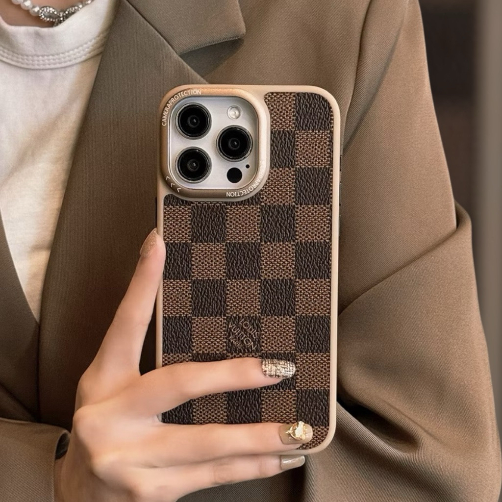 LV พรีเมี่ยมLVซองหนังสีน้ําตาลสําหรับIphone 13 13Pro 14 14Pro 15 15Pro 16 16Pro 16Promax