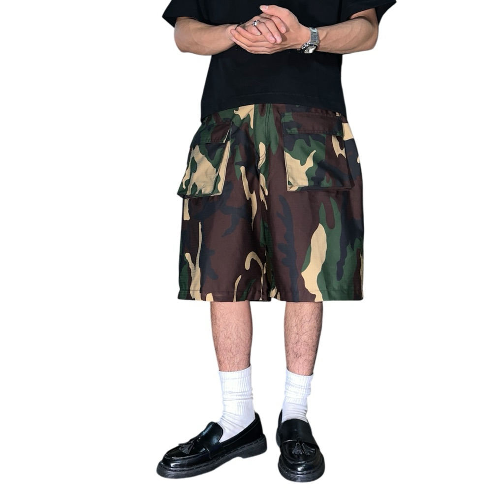 Louvic - กางเกง Jorts Camo Camouflage Greentine - กางเกงคาร์โก้ Jorts