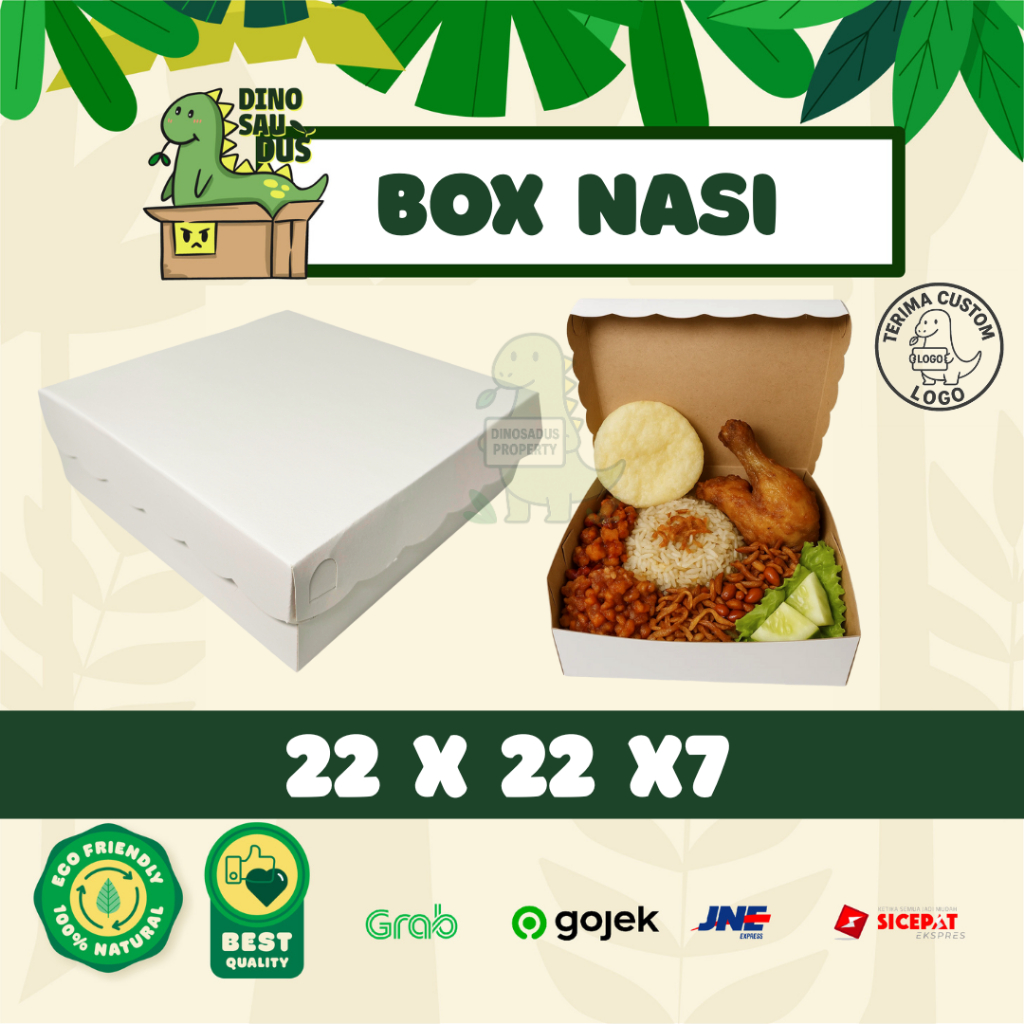 กล่องข้าว KRAFT สีขาวอย่างหนาและพร้อมใช้ – กล่องข้าว 22 x 22 x 7 ซม. KN02W
