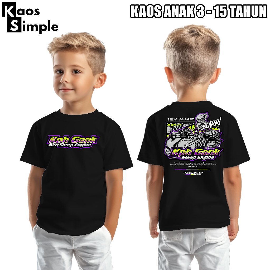 KPH GANK SLEEP ENGINE CHILDRENS T-SHIRT l CHILDRENS TSHIRT AGED 3 - 15 YEARS BOYSIMPLE.IDN