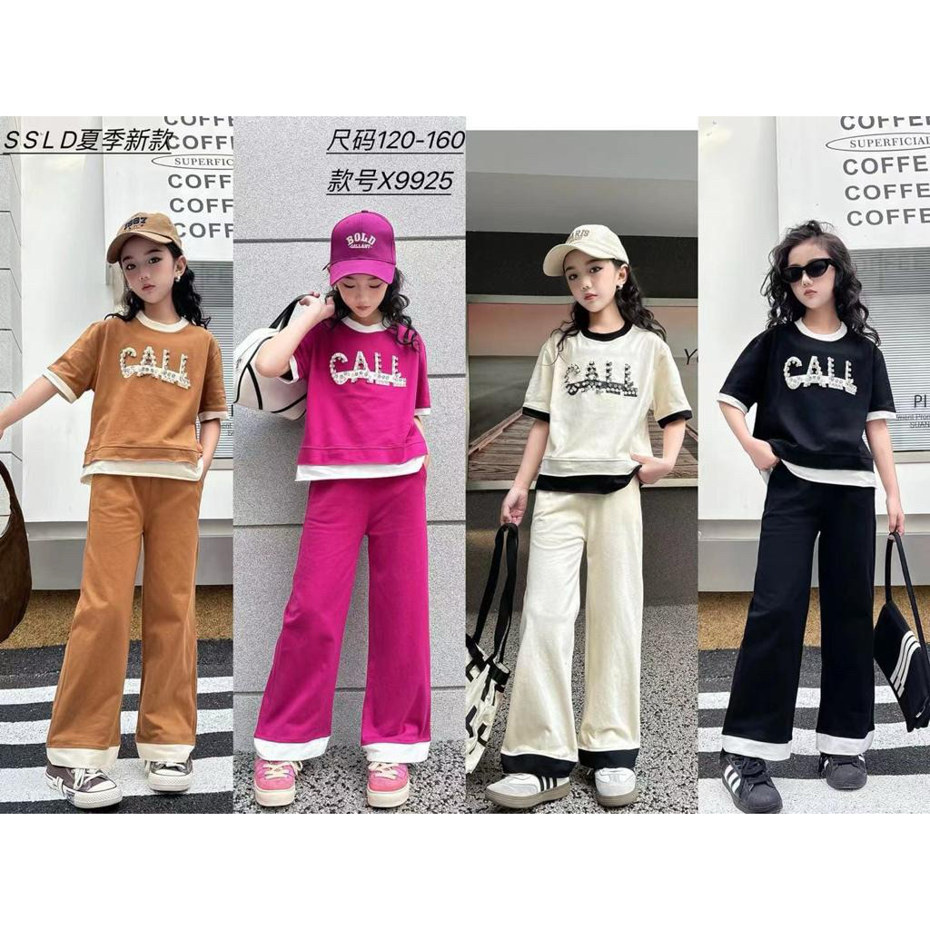 (A00841) ชุดเด็กผู้หญิง Pearl Crop Call สไตล์เกาหลี - รุ่นสวยเท่ (อายุ 7-11)