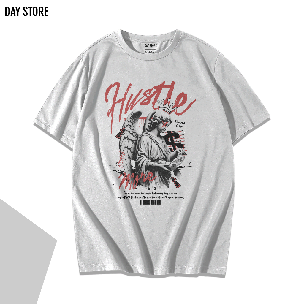 DAY STORE - Hustle More Streetwear เสื้อยืดสําหรับผู้ชายและผู้หญิงเสื้อยืด Distro