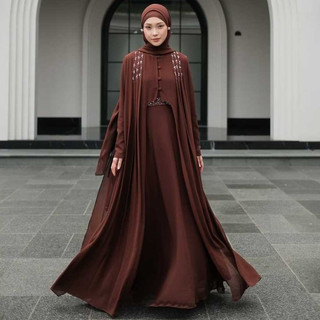 Haneen Abaya Lebaran 2026 Bahan Ceruty Babydoll Mix Payet Mutiara Dan Swarovski Cantik