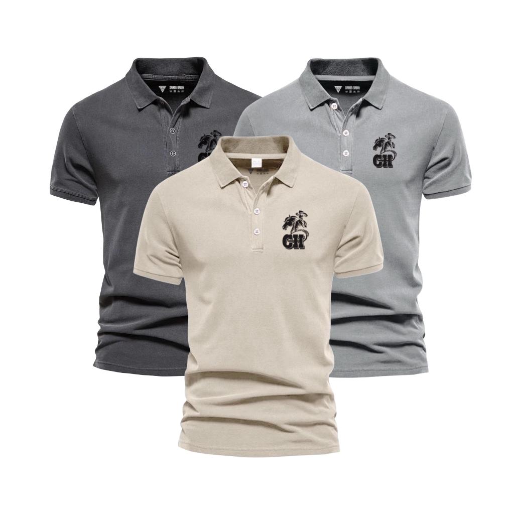 Bundling 3 ชิ้น Cool เสื้อโปโล CH Shield เสื้อ Premium Unisex Collar เสื้อ