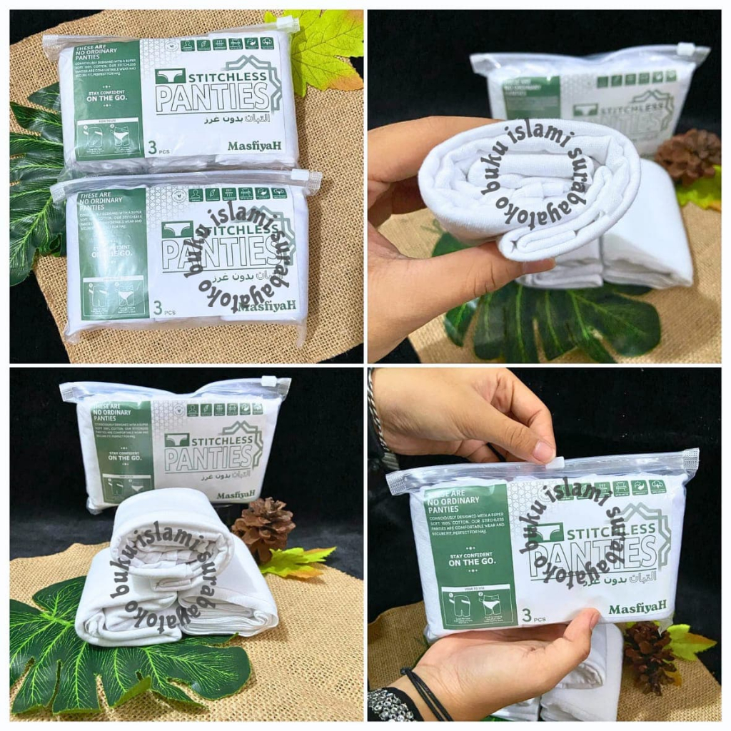 KATUN (1 PACK/3PCS) MASFIYAH COTTON UNDERWEAR MASFIYAH COTTON WITH SEAM HAJJ UMRAH UNDERWEAR UMRAH U