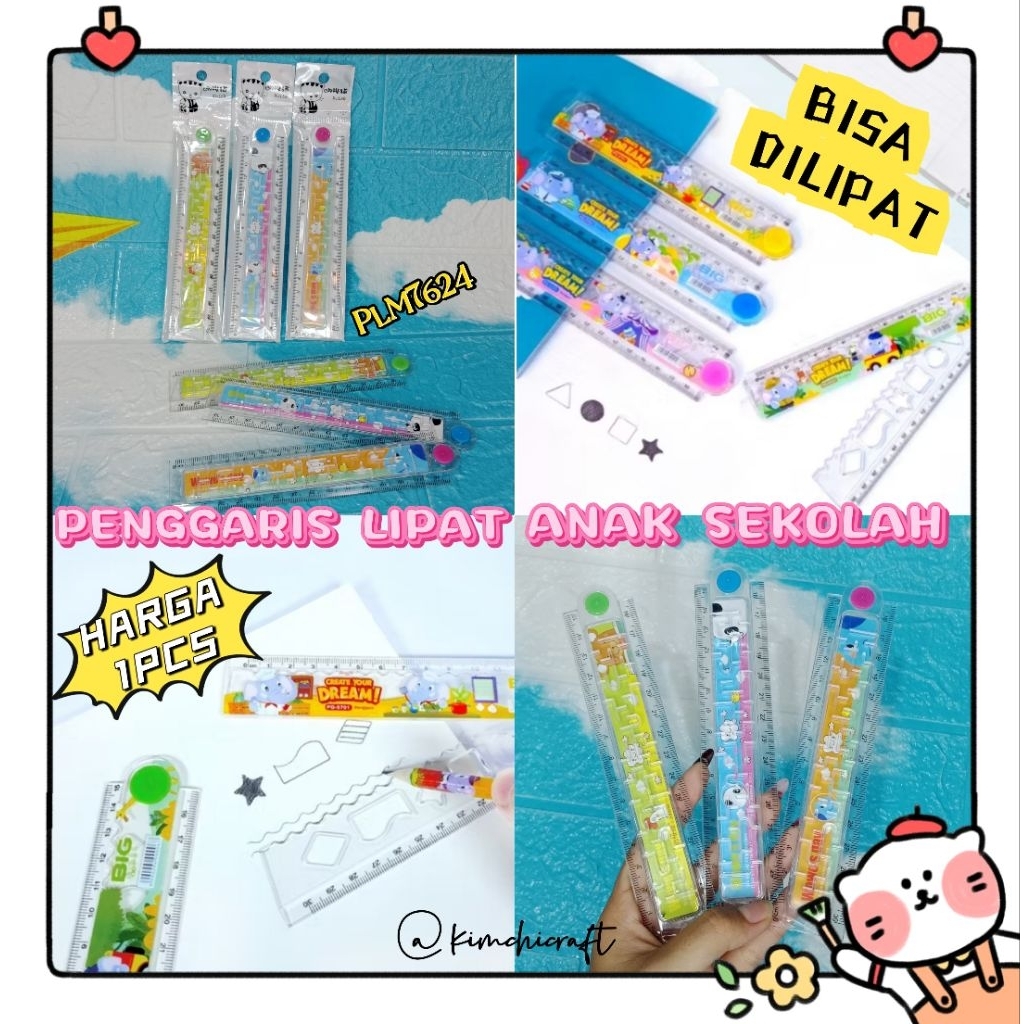30CM CLEAR FOLDING RULER / FANCY FOLDING RULER / CUTE CHARACTER FOLDING RULER / ACRYLIC FANCY FOLDIN