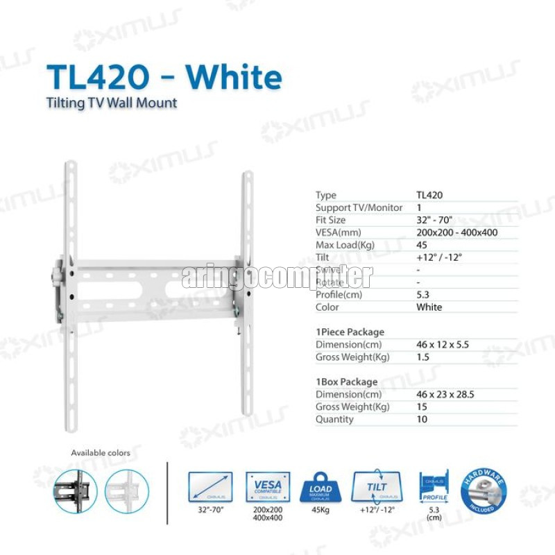 อุปกรณ์สํานักงาน OXIMUS BRACKET TV Wall TL420 WHITE (32-70in) Max 45Kg
