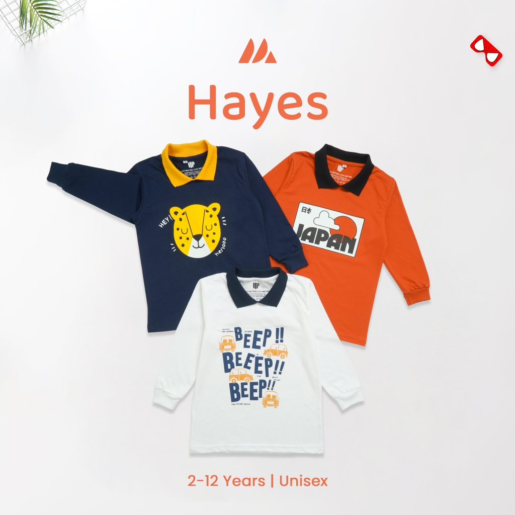 MDA เสื้อยืดเด็กคอปกแขนยาวลายเด็กชาย ผ้าฝ้ายหวี 24s - FG