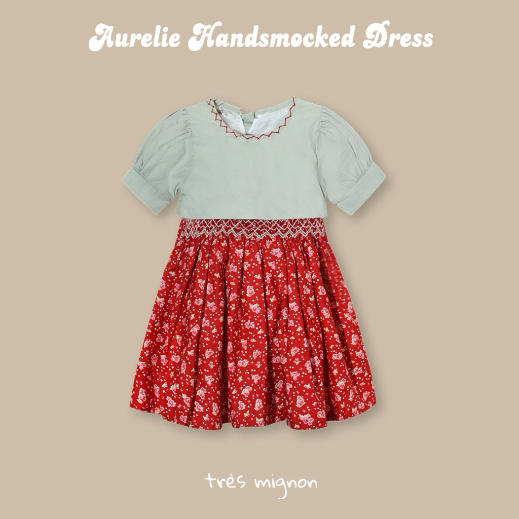 TRES MIGNON Aurelie Dress for Girls Premium Handsock - Cute, Elegant, Ruffle, Handmade Baby Dress