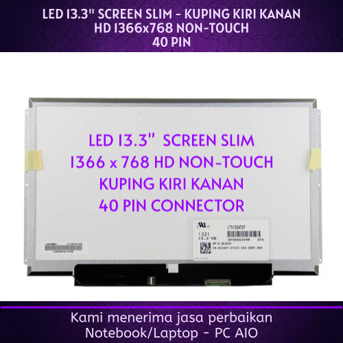 LED 13.3 "LCD 13.3 "WXGA ซ้ายขวาหู HD 1366x768 Slim 40pin p40 Non-Touch