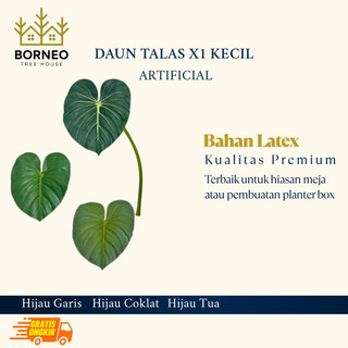 Artificial Daun Talas X1 Kecil Borneo Tree House - 72cm Hijau Garis & Hijau Coklat & Hijau Tua | Dekorasi Rumah dan Kantor Kekinian