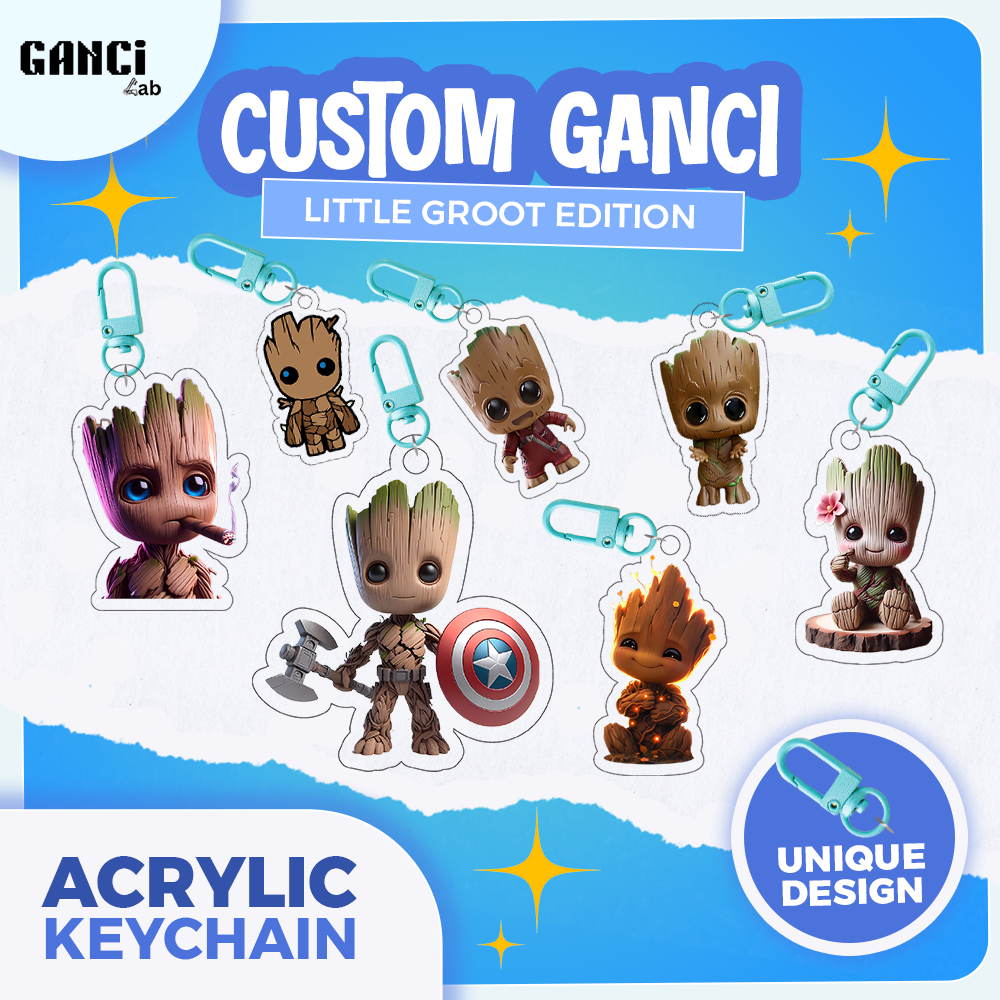 GANTUNGAN Custom Gotti Little Root Edition พวงกุญแจรูปพวงกุญแจที่กําหนดเอง Marvel Groot Edition