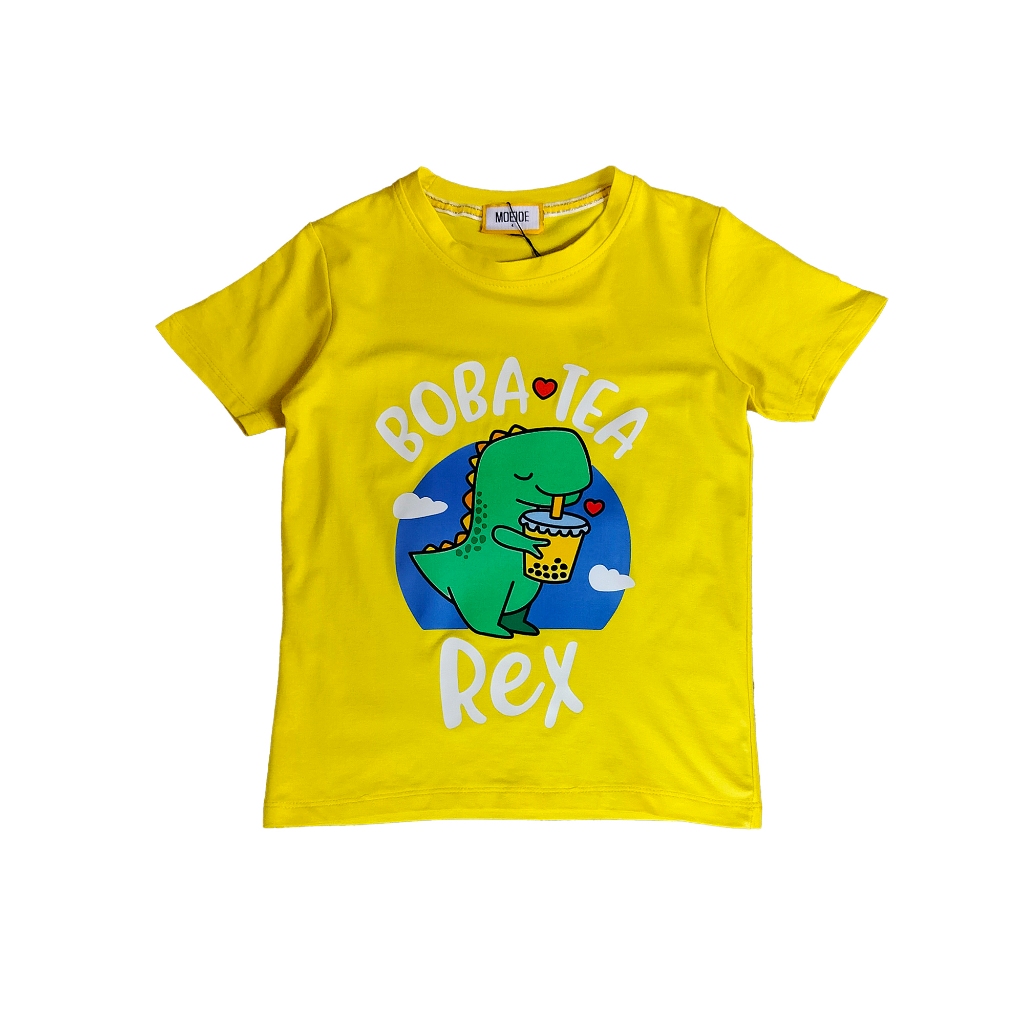 เสื้อยืดเด็กชาย DINO T-REX BOBA YELLOW - MOEJOE