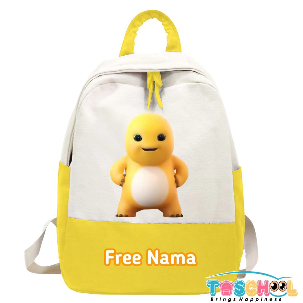 NAILONG THE DINO MOTIF CHILDRENS BACKPACK WITH YELLOW NAILONG THE DINO FREE NAME