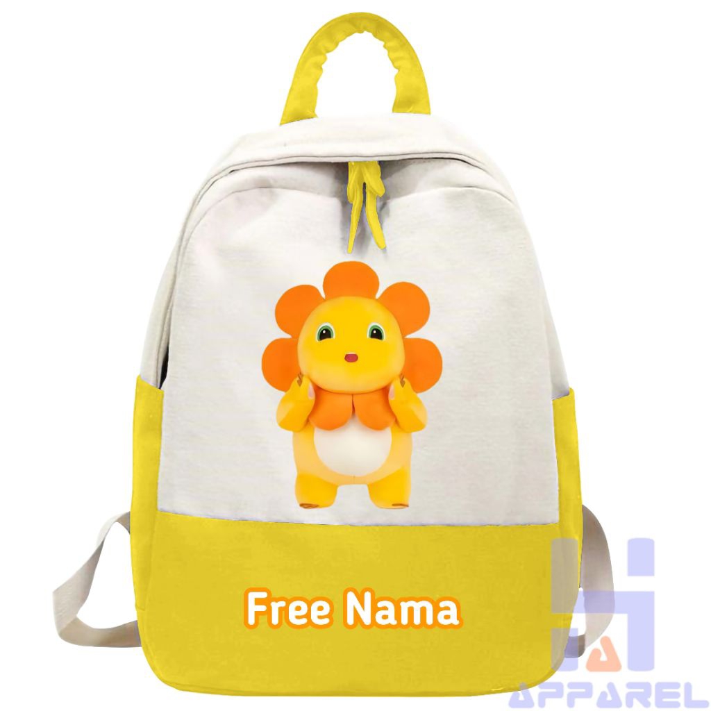 NAILONG THE DINO MOTIF CHILDRENS BACKPACK WITH YELLOW NAILONG THE DINO FREE NAME