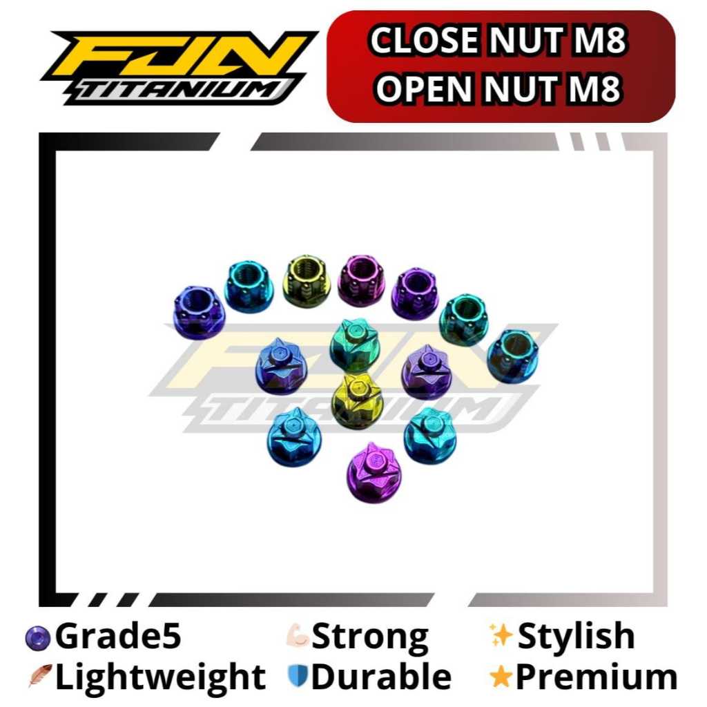 [veetnam] น็อตฝารู m8 เกลียว 12 เวียดนาม เกรด 5 / น็อตปิด m8 น็อตเปิด m8 ไทเทเนียม ori