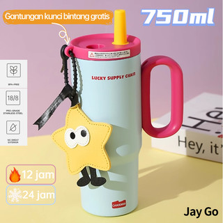 JayGo[Hadiah liontin bintang] Termos Tumbler Botol Minum Olahraga Vacuum Insulated Double Wall Baja Tahan Karat 750ml Tahan Panas / Dingin Portable Tumblr BPAFREE FOODGRADE