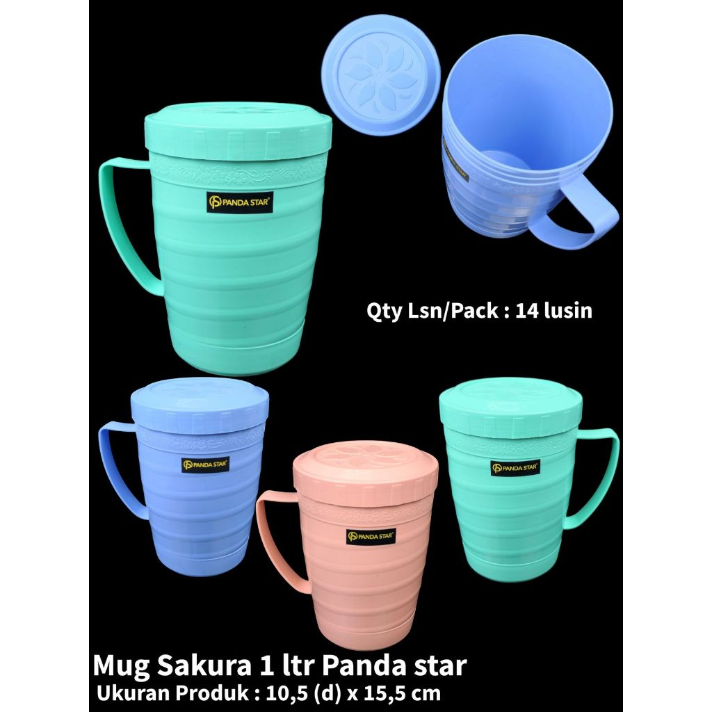 (6 ชิ้น) SAKURA 1 LT MUK/THICK SAKURA THEAD MUK/1 LITER THICK MUK/THICK GLASS WITH 1LT LID