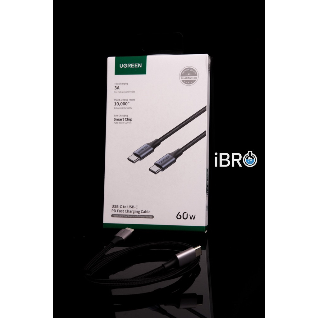 สายไนลอน Ugreen PD Type C ถึง Type C | Ugreen C To C สายชาร์จเร็วแบบถัก Max 3A 60w